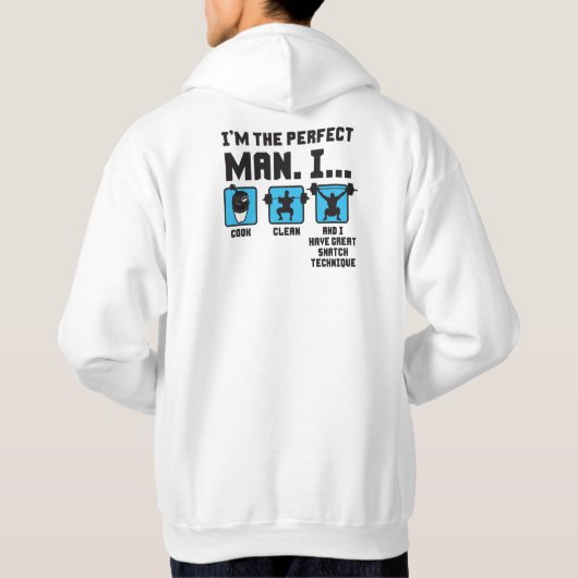 Perfect Man - Grappige Gewichtheffen Gym Hoodie (Achterkant)