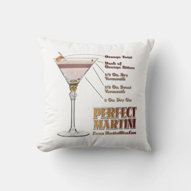 Perfect Martini Cocktail Recept Kunst Kussen (Voorkant)