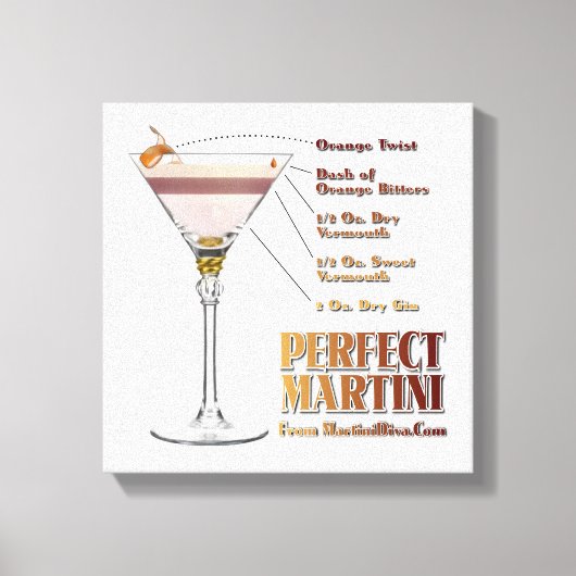 Perfect Martini Cocktail Recipe 12x12 Canvas Print (Voorkant)