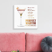 Perfect Martini Cocktail Recipe 12x12 Canvas Print (Insitu (Woonkamer))