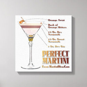 Perfect Martini Cocktail Recipe 12x12 Canvas Print