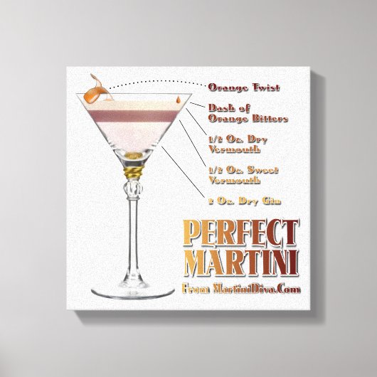 Perfect Martini Cocktail Recipe 12x12 Canvas Print (Voorkant)