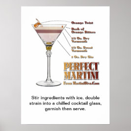 Perfect Martini Cocktail Recipe Art "18 x 24" Poster