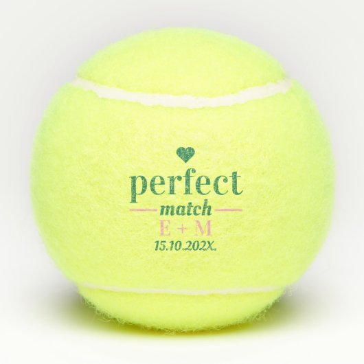 Perfect Match Bachelorette Wedding Favor Tennisballen (Achterkant)