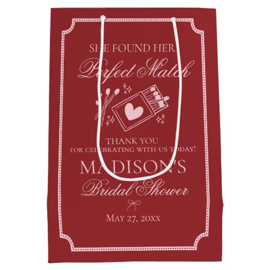 Perfect Match Bridal Shower Bachelorette Favor Medium Cadeauzakje (Achterkant)