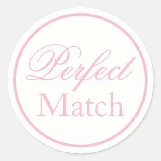"Perfect Match" bruiloft Sticker Blush Pink (Voorkant)