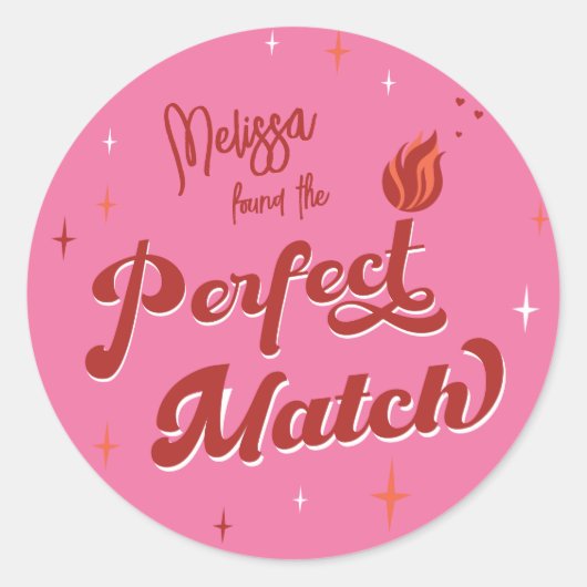 Perfect Match Bruiloftsfeest voor de Bruid Ronde Sticker (Voorkant)