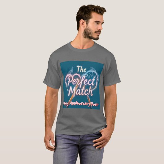 Perfect Match Burning Hearts Mannen Tshirt (Voorkant volledig)
