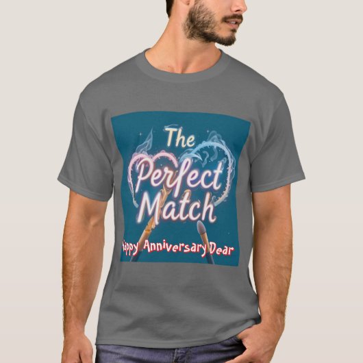 Perfect Match Burning Hearts Mannen Tshirt (Voorkant)
