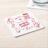 Perfect Match Coquette Bruiloftsfeest Persoonlijk Kartonnen Onderzetters (Schuin)