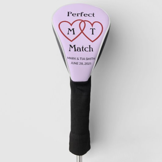 Perfect Match Couple Monogram Golf Head Hoesje Golfheadcover (Voorkant)