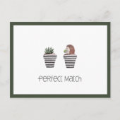 Perfect Match | Cute Hedégel & Cactus Love Briefkaart (Voorkant)