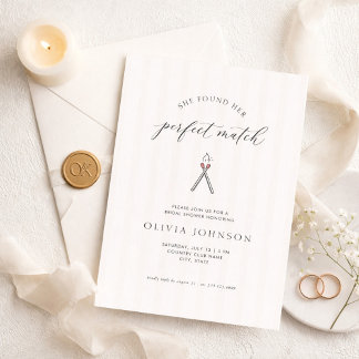 Perfect Match Elegant Modern Stripe Bridal Shower Kaart