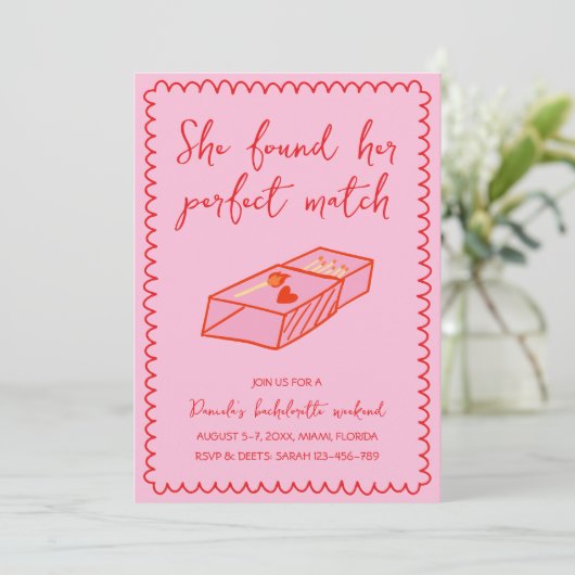 Perfect Match Hand getekend Roze Bachelorette Week Kaart (Staand voorkant)