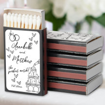 Perfect Match Hand Getekende Trouw Matchbox Favore