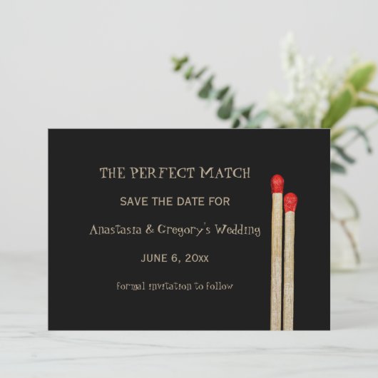 Perfect Match Invitation Save The Date (Staand voorkant)