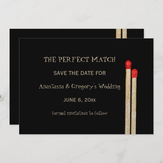 Perfect Match Invitation Save The Date (Voorkant / Achterkant)