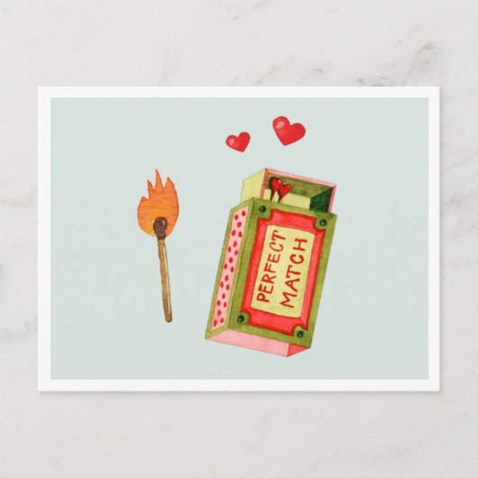 Perfect Match | Kute Waterverf Valentijn Feestdagenkaart (Voorkant)
