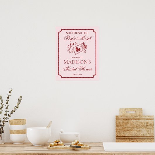 Perfect Match Made in Heaven Bridal Shower Welcome Poster (Keuken)