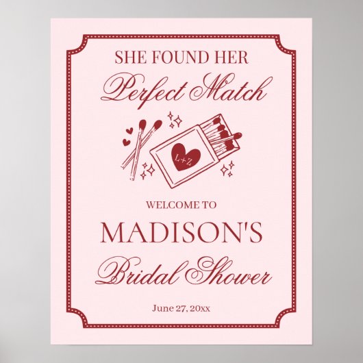 Perfect Match Made in Heaven Bridal Shower Welcome Poster (Voorkant)