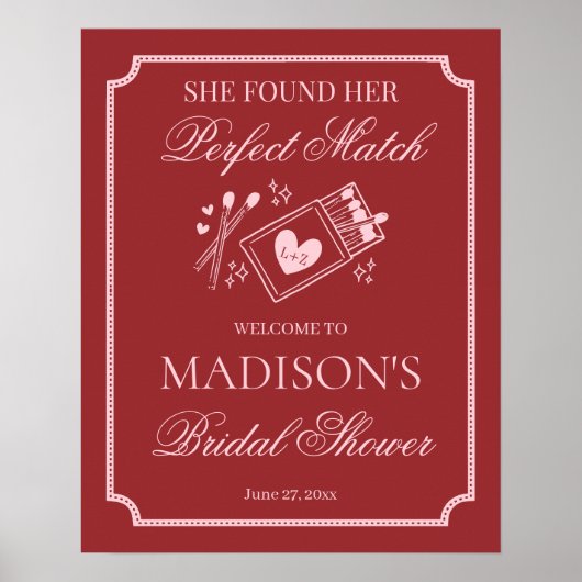 Perfect Match Made in Heaven Bridal Shower Welcome Poster (Voorkant)