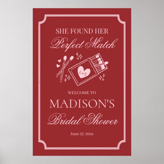 Perfect Match Made in Heaven Bridal Shower Welcome Poster (Voorkant)