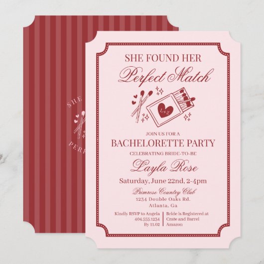 Perfect Match Made in Heaven Pink Bachelorette Kaart (Voorkant / Achterkant)