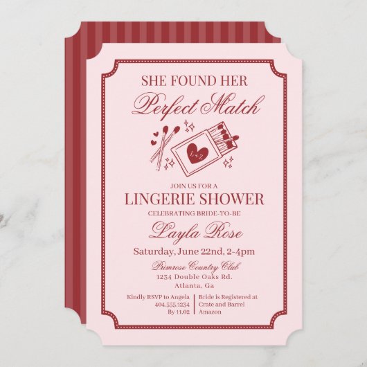 Perfect Match Made in Heaven Pink Lingerie Shower Kaart (Voorkant / Achterkant)