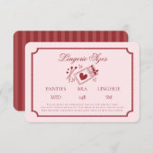 Perfect Match Made in Heaven Pink Lingerie Sizes Informatiekaartje (Voorkant / Achterkant)