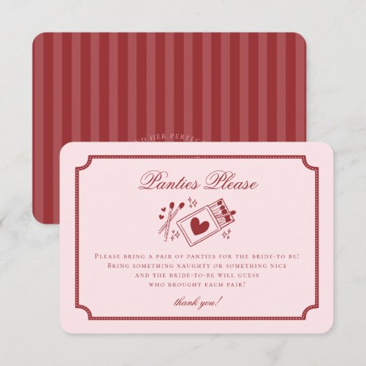 Perfect Match Made in Heaven Pink Panties Please Informatiekaartje (Voorkant / Achterkant)