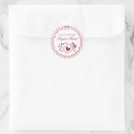 Perfect Match Matchbox Bridal Shower Envelope Seal Ronde Sticker (Tas)