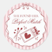 Perfect Match Matchbox Bridal Shower Envelope Seal Ronde Sticker (Voorkant)