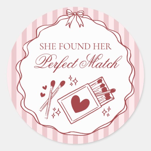 Perfect Match Matchbox Bridal Shower Envelope Seal Ronde Sticker (Voorkant)