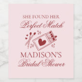 Perfect Match Matchbox Bridal Shower Wijn Etiket (Enkel label)
