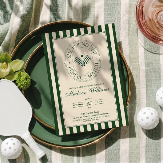 Perfect Match Pickleball Bruidsfeest Uitnodiging