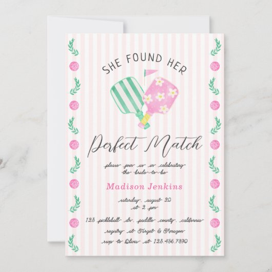 Perfect Match Pickleball Vrijgezellenfeest Kaart (Voorkant)