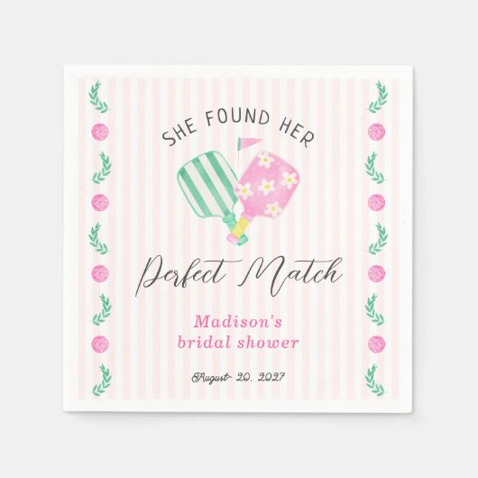 Perfect Match Pickleball Vrijgezellenfeest Welkom Servet (Voorkant)