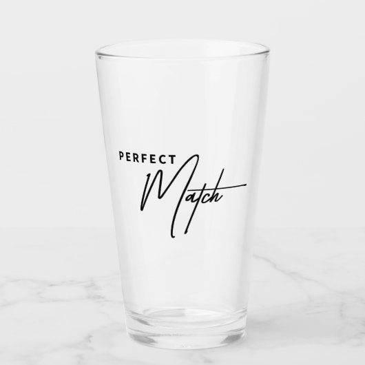 Perfect Match – Schattige romantisch liefdesstatem Glas (Voorkant)
