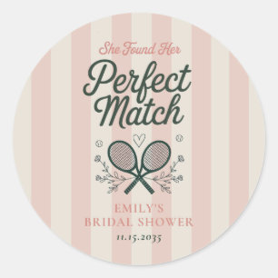 Perfect Match Social Club Tennis Bruidsfeest Ronde Sticker