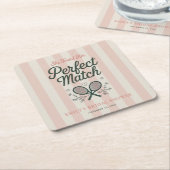 Perfect Match Social Club Tennis Bruiloft Kartonnen Onderzetters (Schuin)