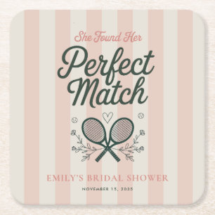 Perfect Match Social Club Tennis Bruiloftsfeest Kartonnen Onderzetters