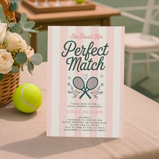 Perfect Match Social Club Tennis Bruiloftsshower Kaart
