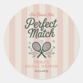 Perfect Match Social Club Tennis Vrijgezellenfeest Ronde Sticker (Voorkant)