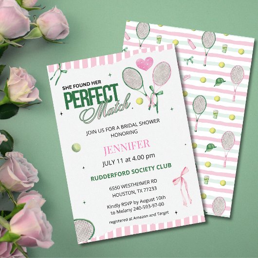 Perfect Match Tennis Bridal Shower Invitation  Kaart