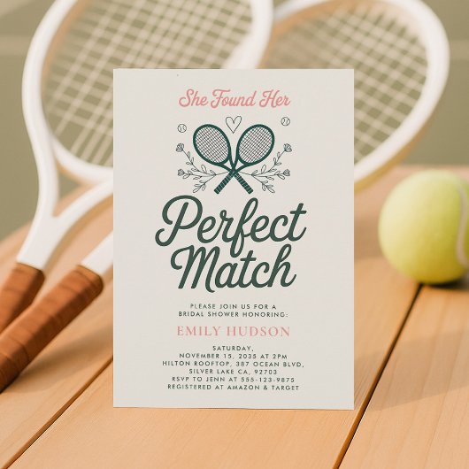 Perfect Match Tennis Bruids Douche Uitnodiging