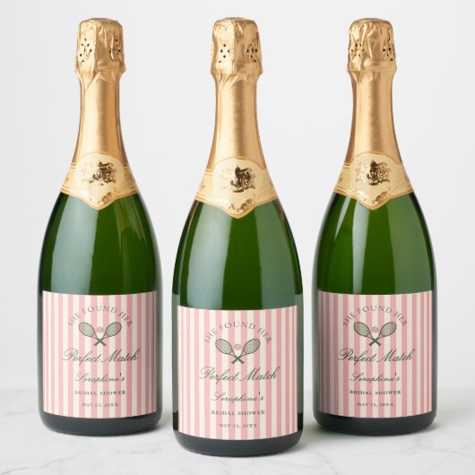 Perfect Match Tennis Bruidsfeest Sparkling Wijnetiket (Flessen)