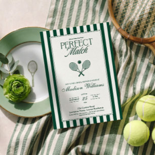 Perfect Match Tennis Bruidsuitnodiging Kaart