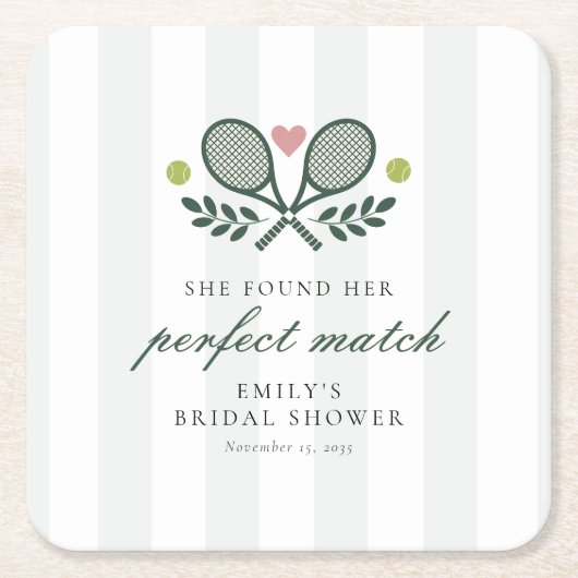 Perfect Match Tennis Bruiloft Feest Kartonnen Onderzetters (Voorkant)