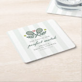 Perfect Match Tennis Bruiloft Kartonnen Onderzetters (Schuin)