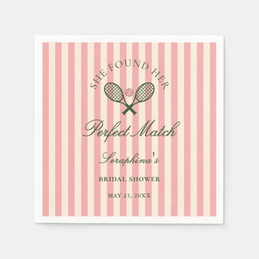 Perfect Match Tennis Bruiloft Shower Servet (Voorkant)